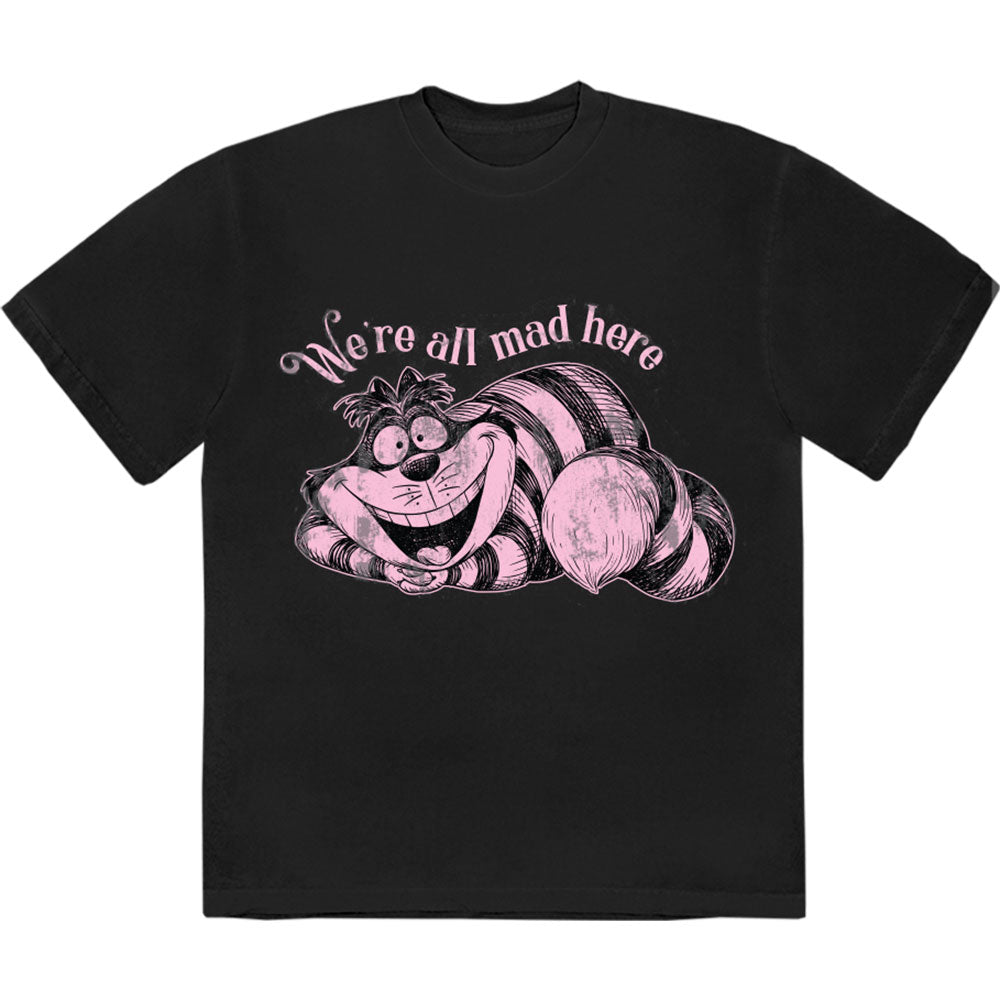 Disney Unisex T-Shirt Alice In Wonderland We're All Mad Here Black (L)