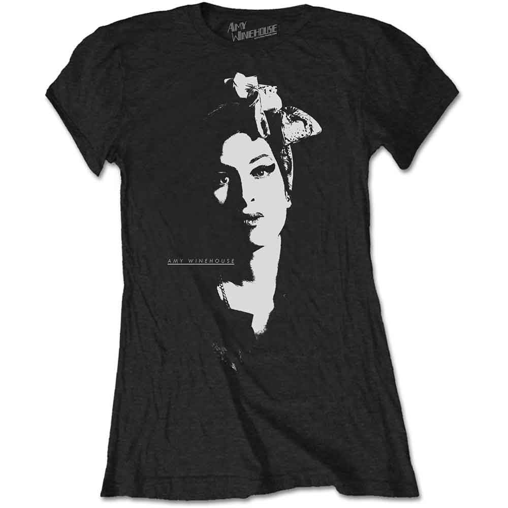 Amy Winehouse Ladies T-Shirt Scarf Portrait Black (S)