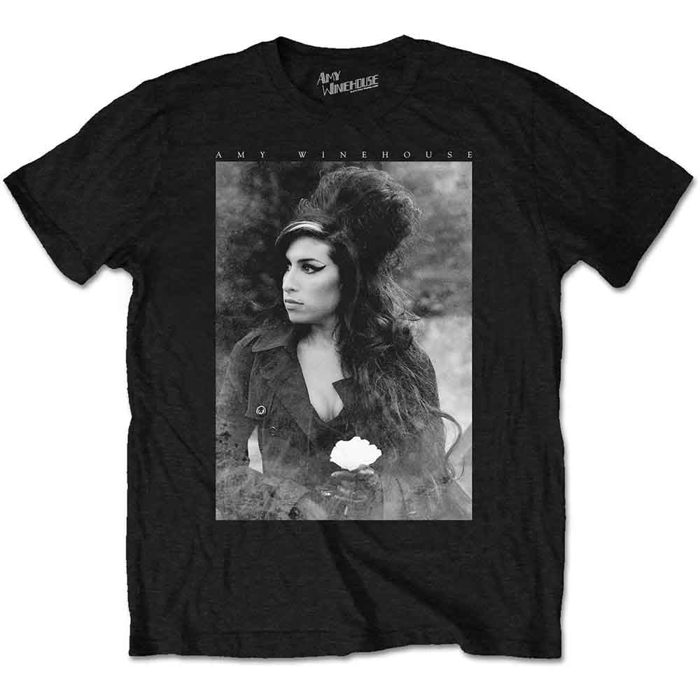 Amy Winehouse Unisex T-Shirt Flower Portrait Black (XXL