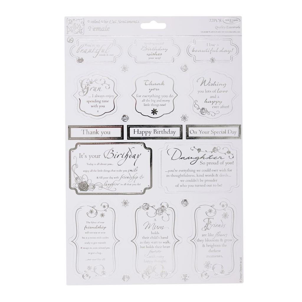 Anita's A4 Die-cut Foiled Stickers - Female Sentiments