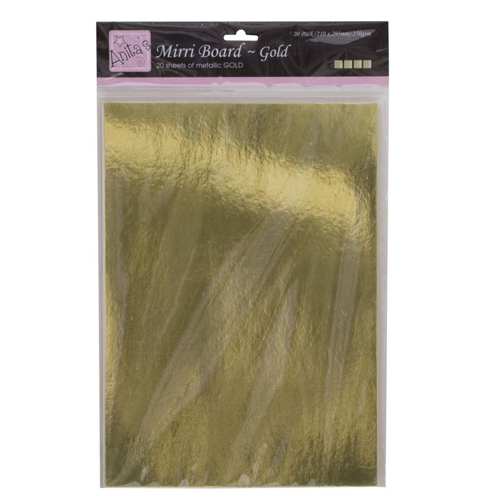 Anita's A4 Mirri Board 250gsm Gold (20pk)