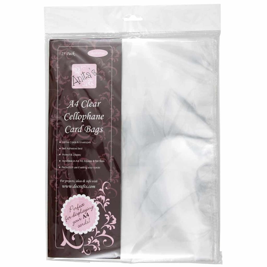 Anita's Clear Plastic Card Bags for A4 Cards (25pk)
