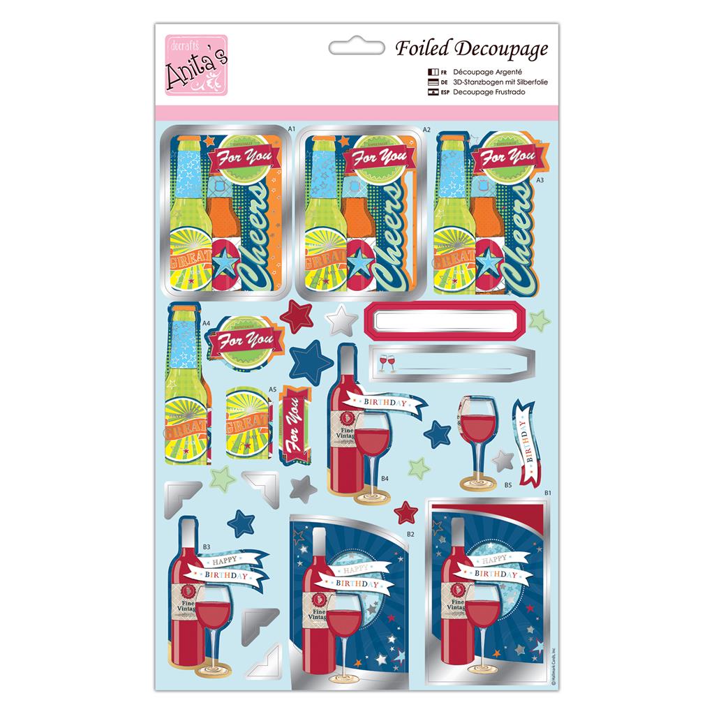 Anita's Foiled Decoupage - Cheers