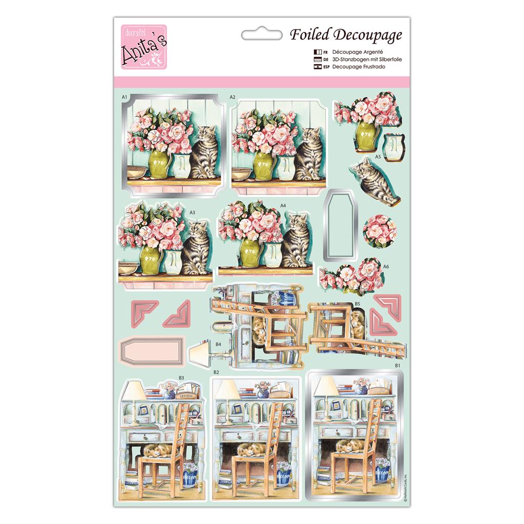 Anita's Foiled Decoupage - Cosy Cats