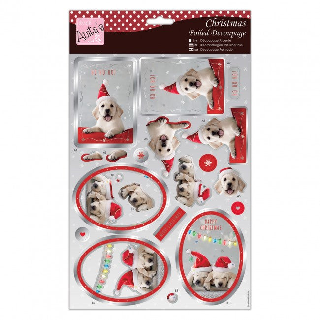 Anita's Foiled Decoupage - Festive Puppies