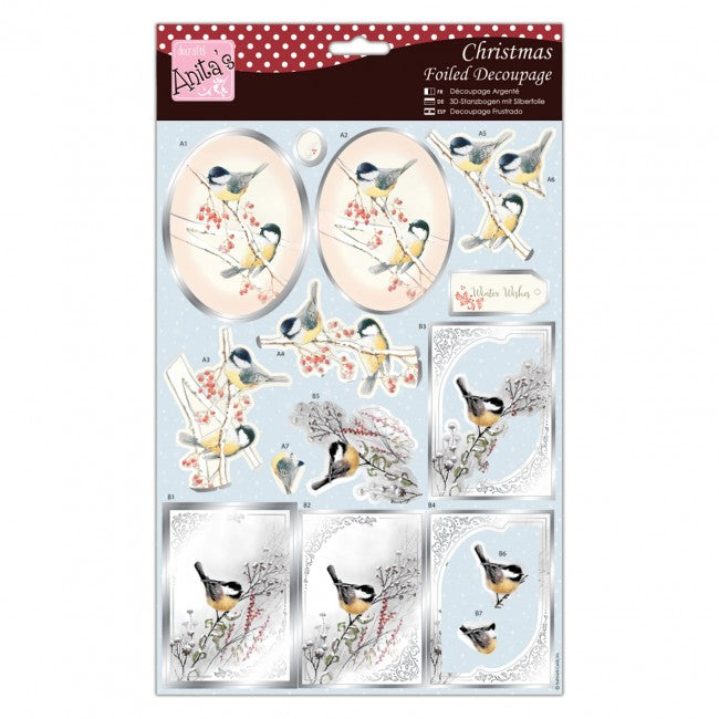 Anita's Foiled Decoupage - Blue Tits And Berries