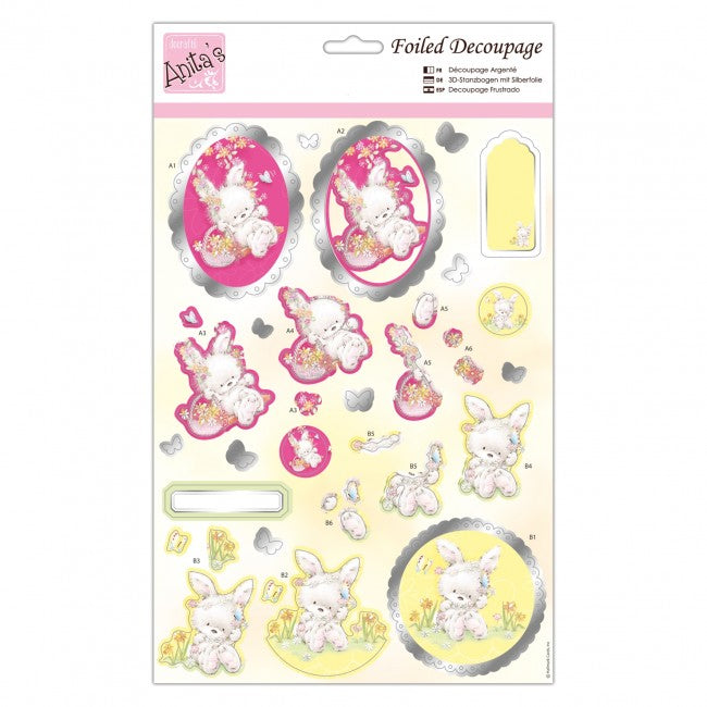 Anita's Foiled Decoupage - Fluffy Bunny