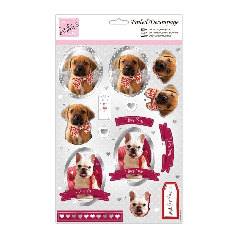 Anita's Foiled Decoupage - They Call It Puppy Love