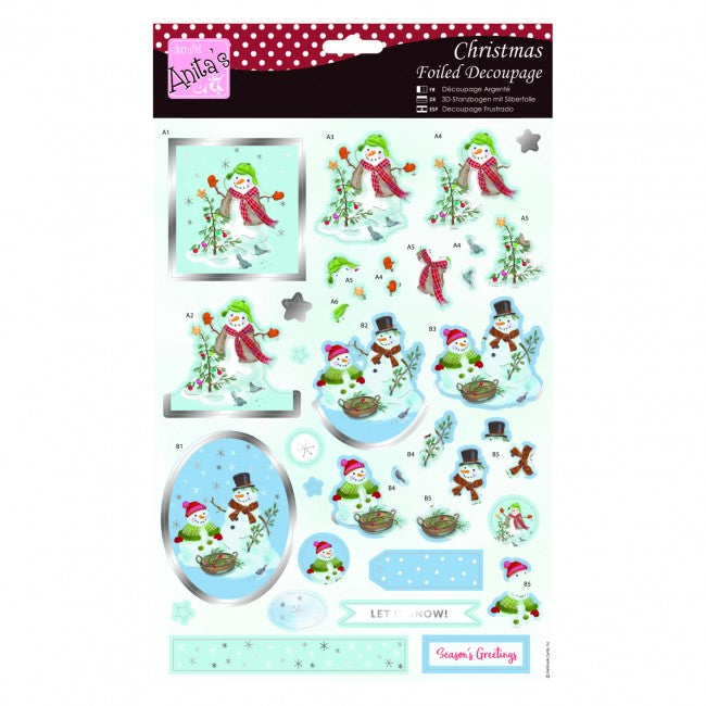 Anita's Foiled Decoupage - Snowman and Family