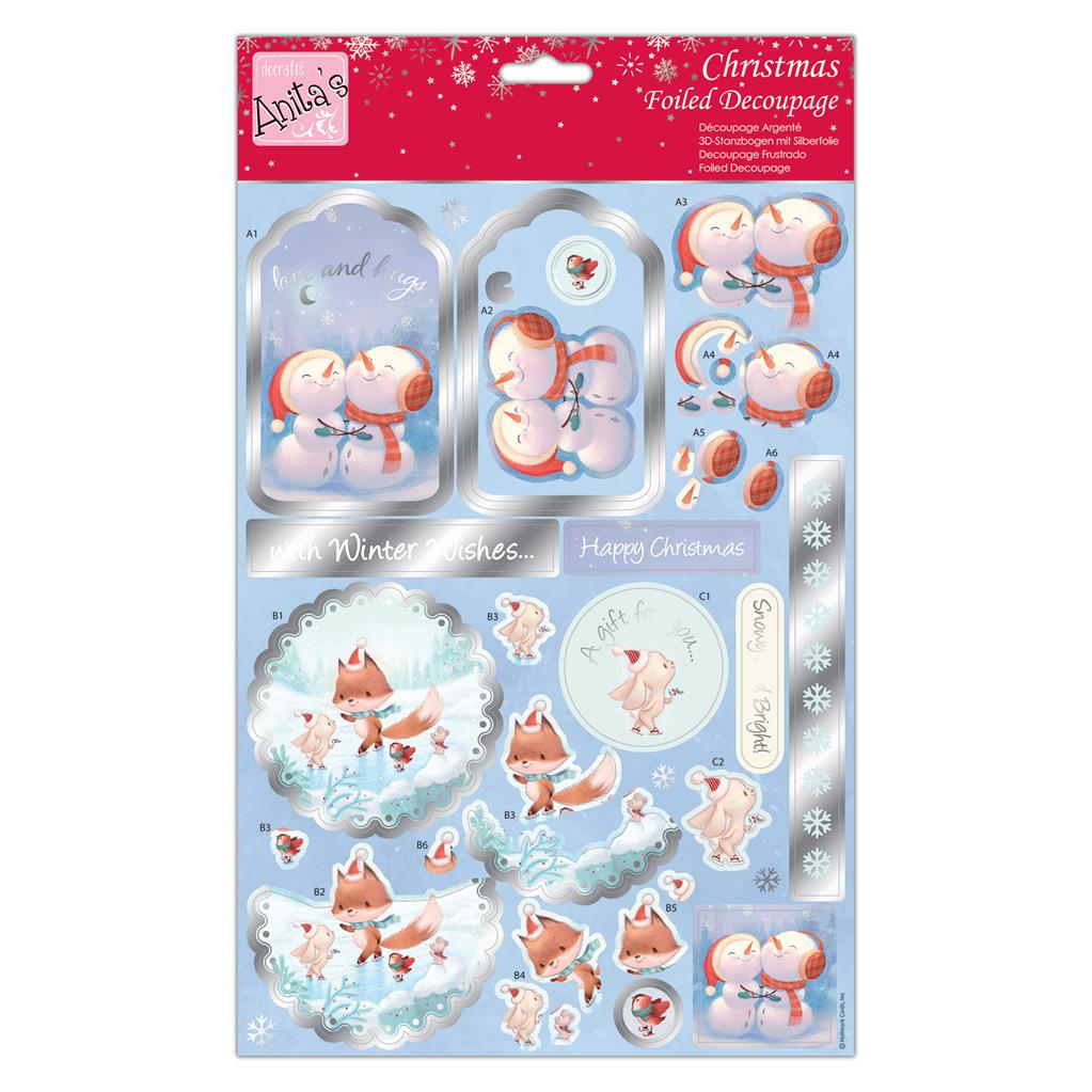 Anita's Foiled Decoupage - Snowman Hugs