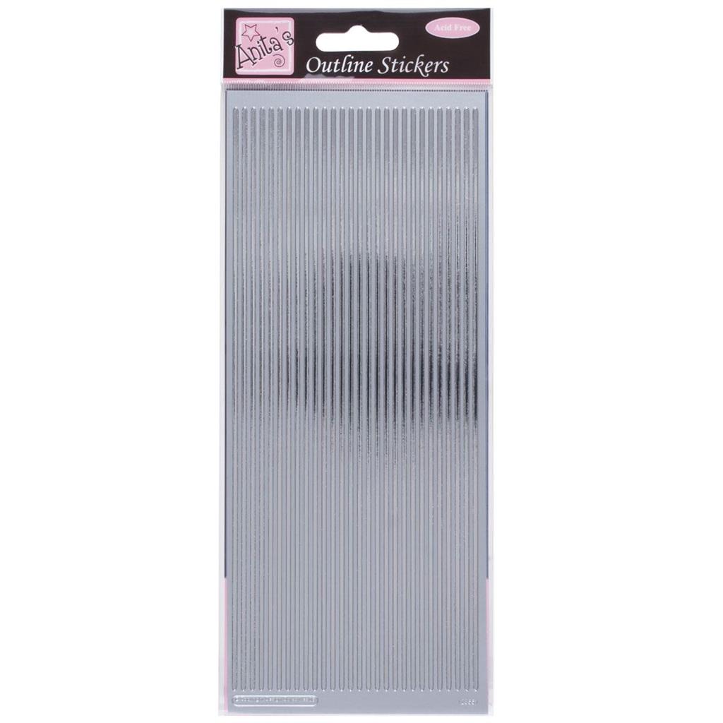 Anita's Outline Stickers - Straight Line Borders Silver