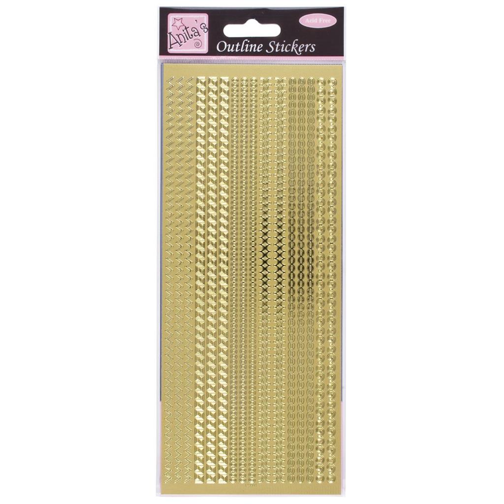 Anita's Outline Stickers - Assorted Borders Gold