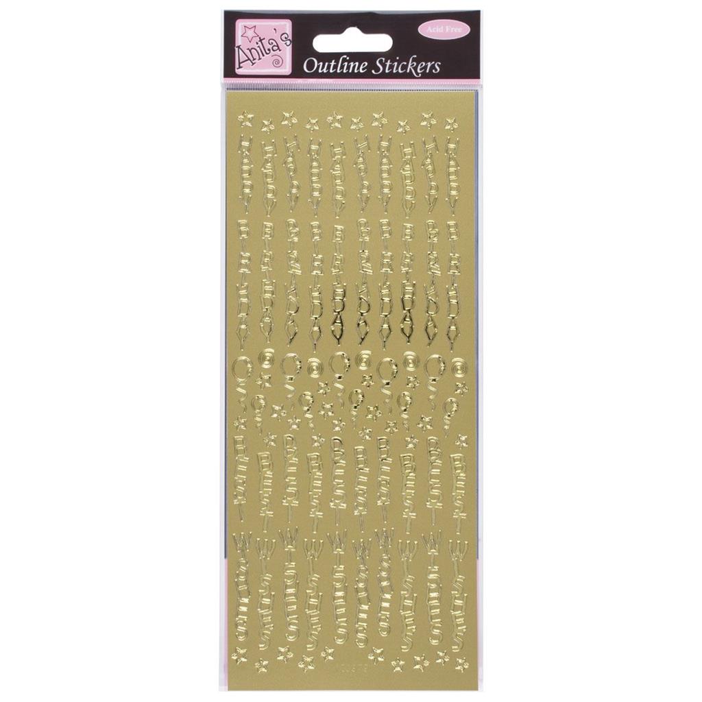 Anita's Outline Stickers - Birthday Best Wishes Gold