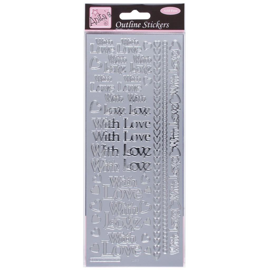 Anita's Outline Stickers - With Love Silver