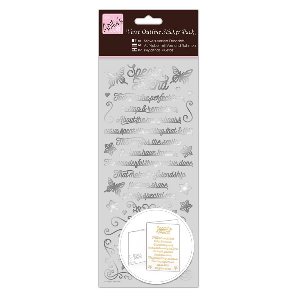 Anita's Outline Stickers - Verses - Special Friend Silver