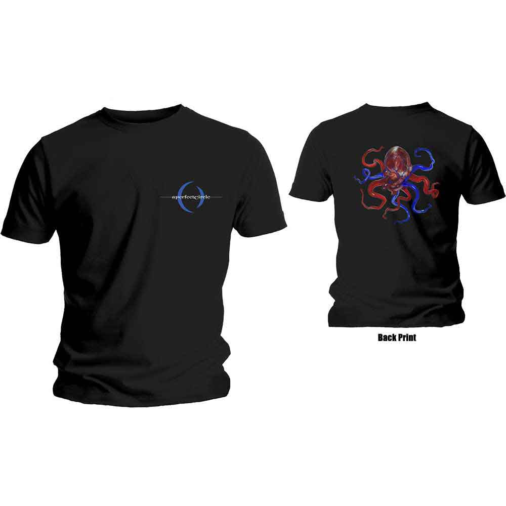A Perfect Circle Unisex T-Shirt Octoheart (Back Print) Black (S)