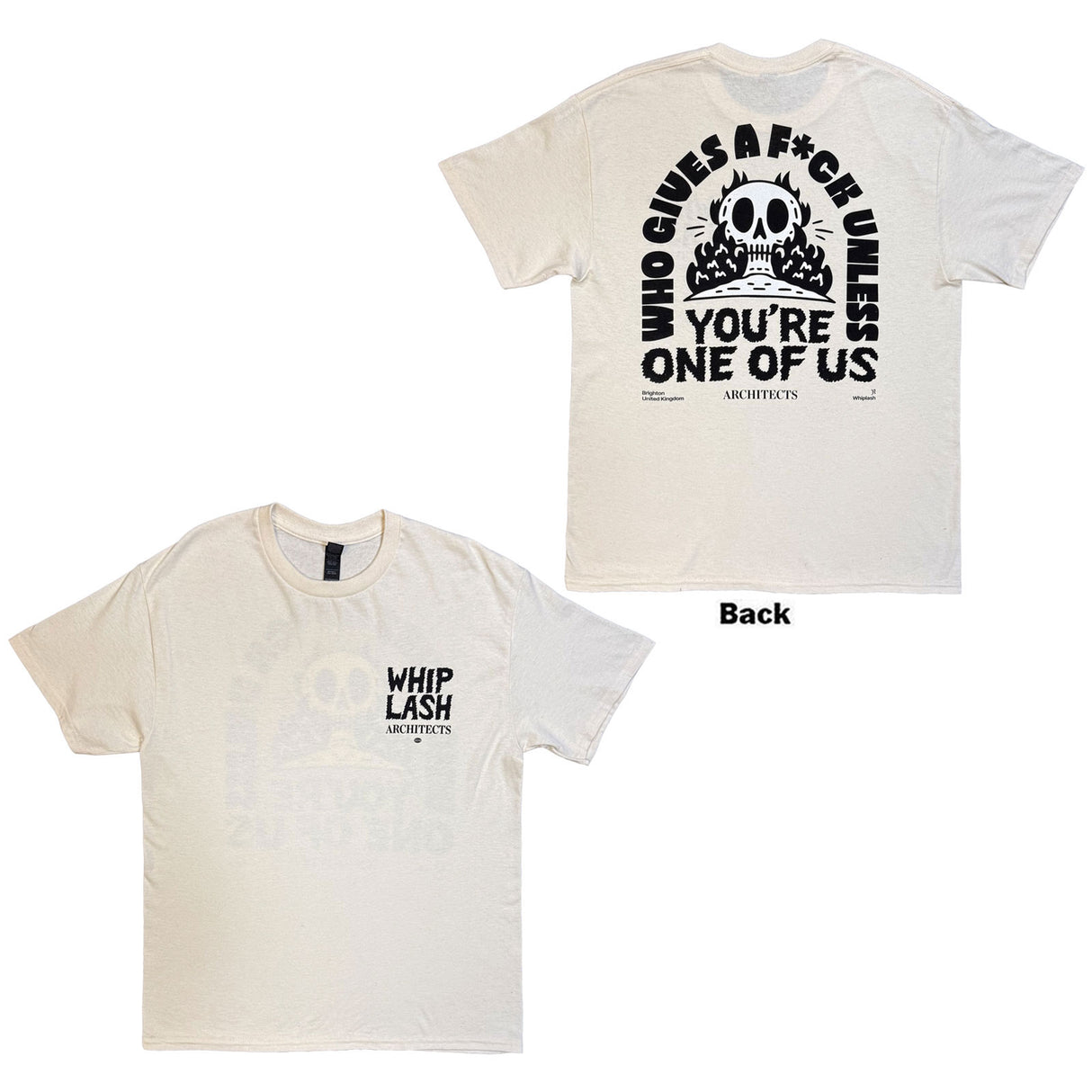 Architects Unisex T-Shirt Whiplash Who Gives A F**k (Back Print) Natural (M)