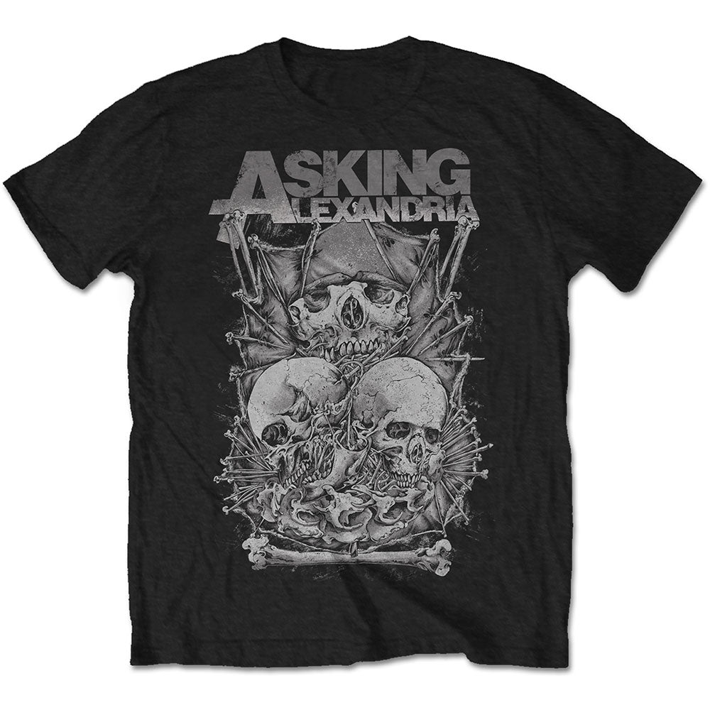 Asking Alexandria Men's T-Shirt Black Skull Stack (M)
