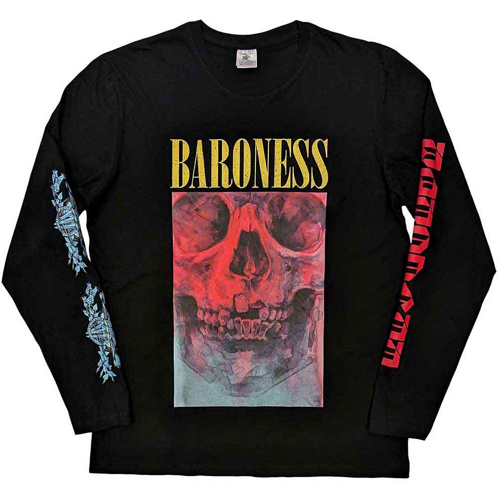Baroness Unisex Long Sleeve T-Shirt Skull Tour (Sleeve Print) Black (XL)