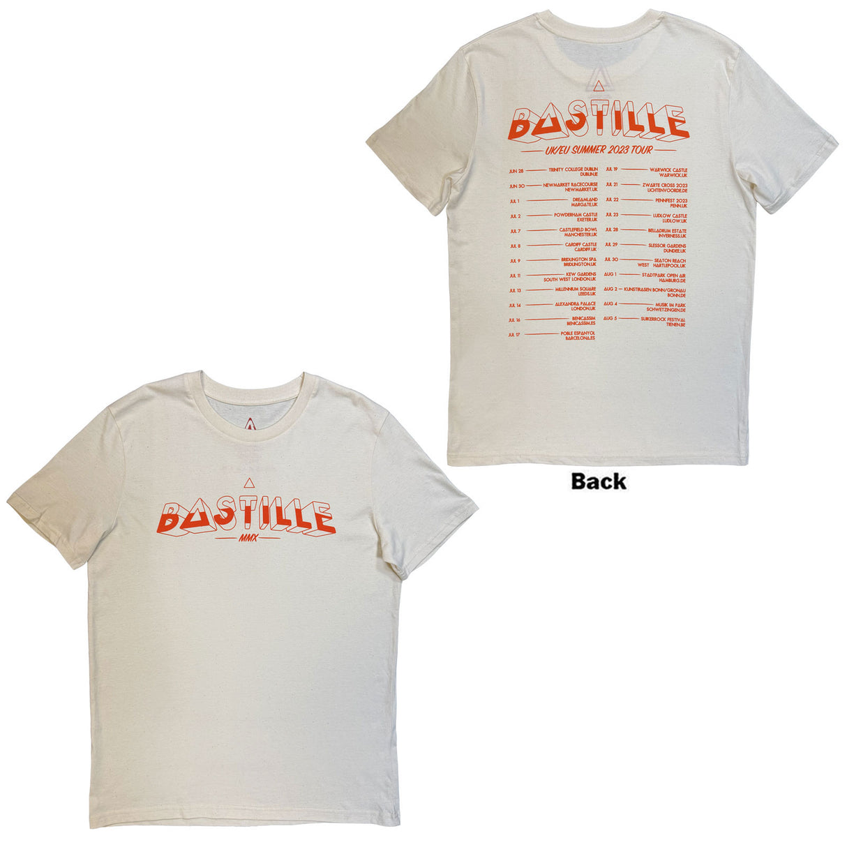 Bastille Unisex T-Shirt Summer UK & EU Tour 23 (Back Print) Ex-Tour Natural (S)