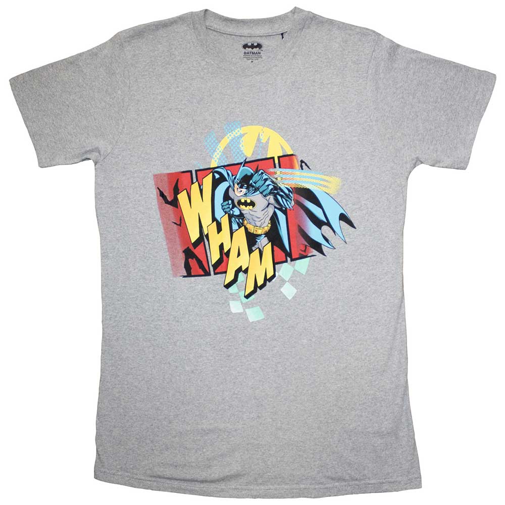 DC Comics Unisex T-Shirt Batman Wham Grey (L)