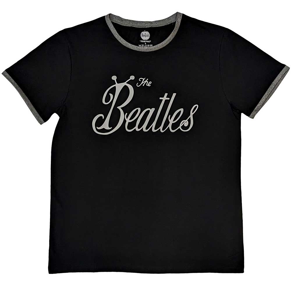 The Beatles Unisex Ringer T-Shirt Bug Logo Green (L)