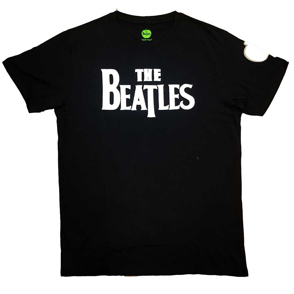 The Beatles Men's Fashion T-Shirt Drop T Logo (Applique Motifs) Black (L)