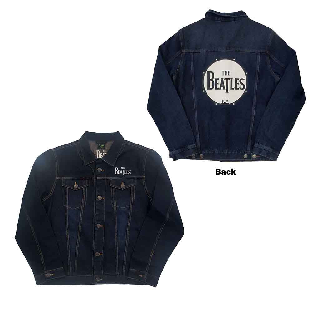 The Beatles Unisex Denim Jacket Drum Logo (Back Print) Blue (M)