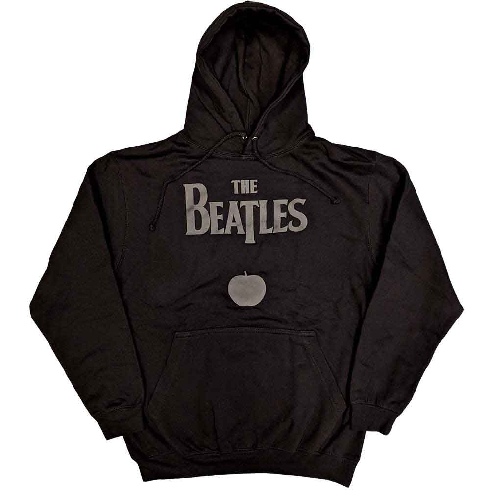 The Beatles Unisex Pullover Hoodie Drop T Logo & Apple (Puff Print) Black (XXL)