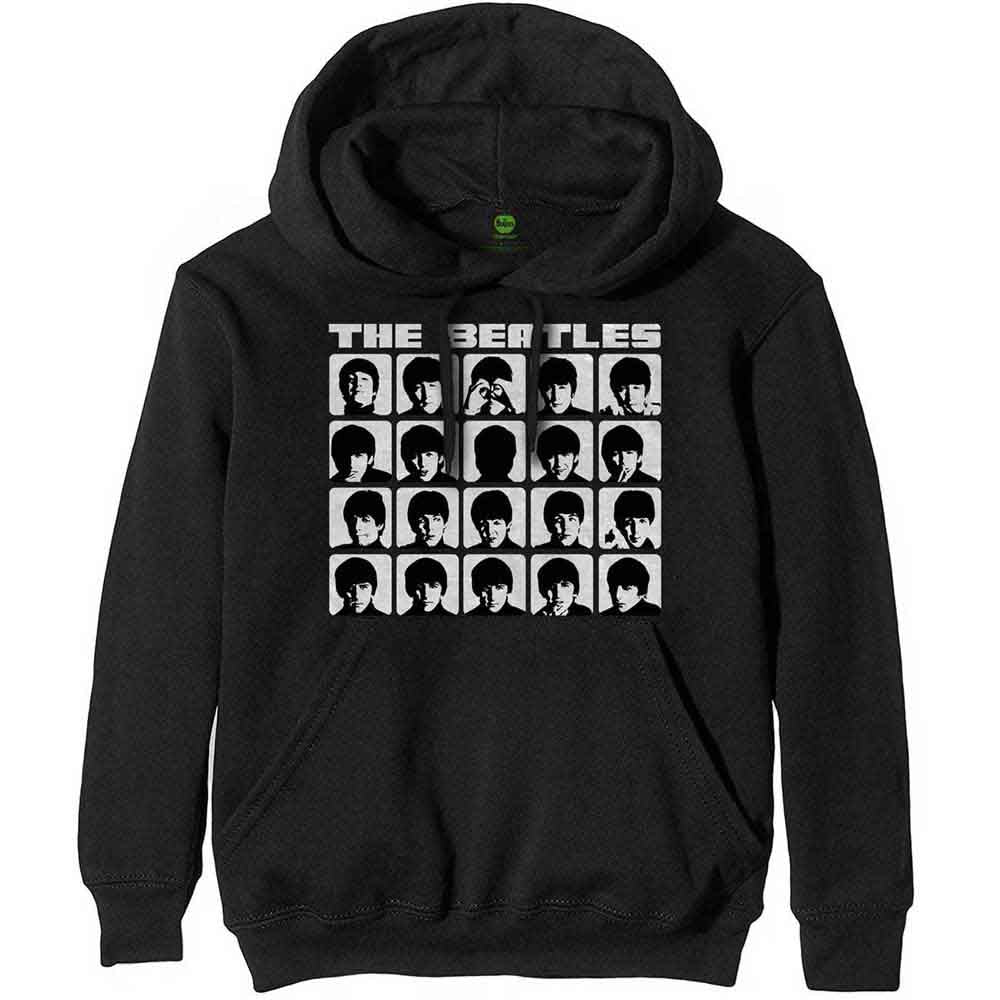 The Beatles Unisex Pullover Hoodie Hard Days Night Faces Mono Black (XL)