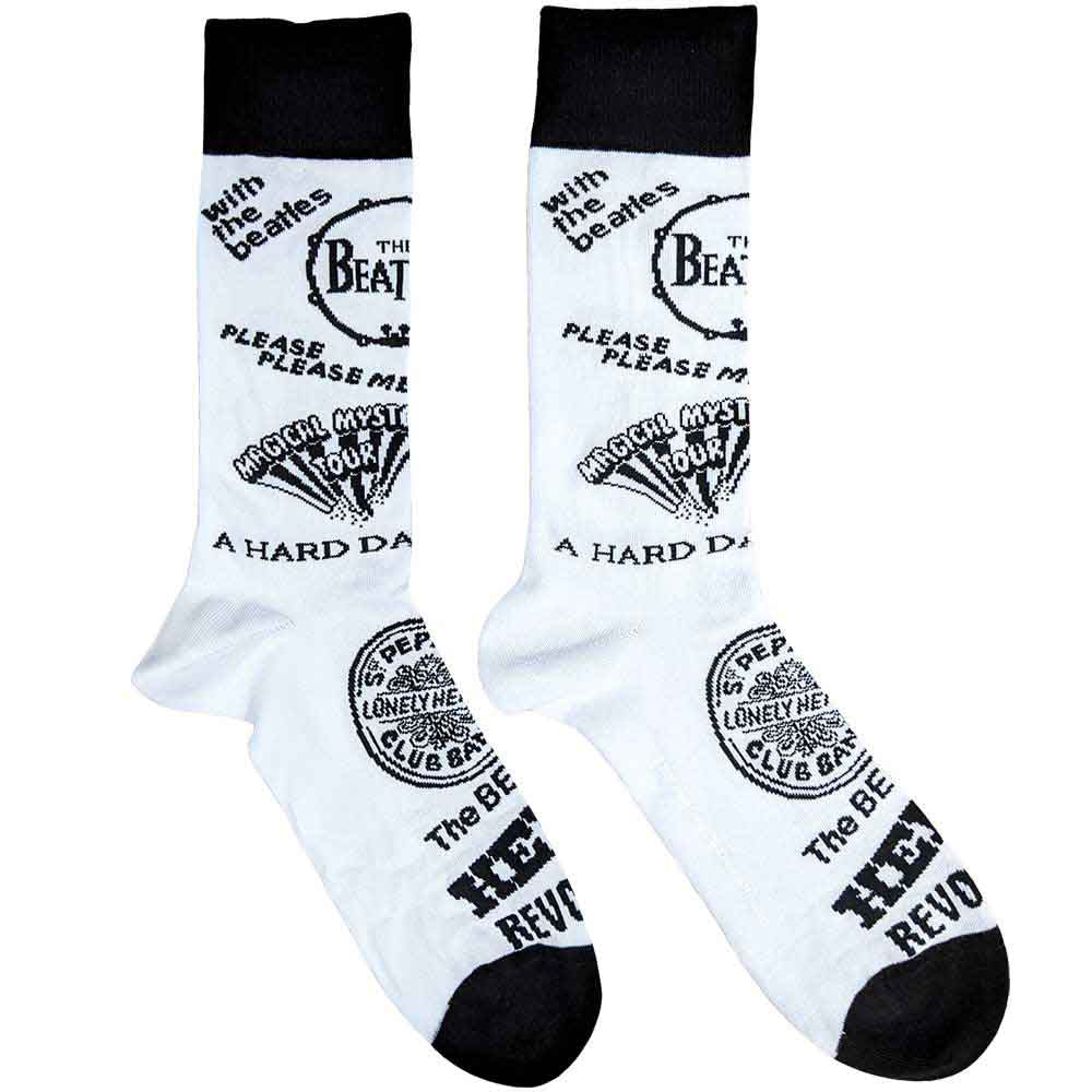 The Beatles Unisex Ankle Socks Albums Monochrome White (UK Size 7-11)