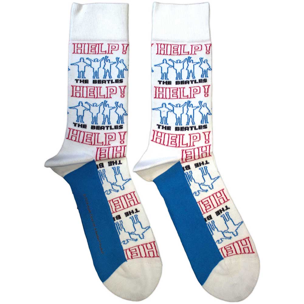 The Beatles Unisex Ankle Socks Help! Outlines Repeat White (UK Size 7-11)
