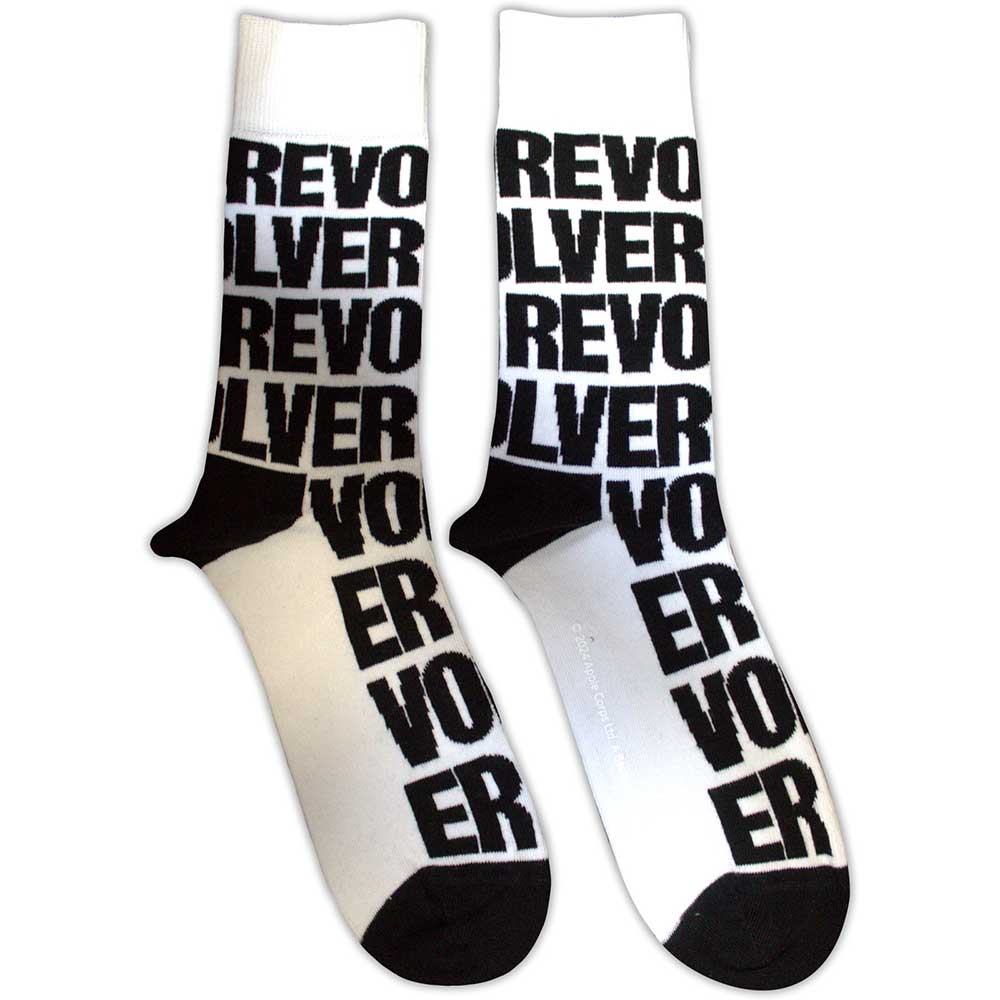 The Beatles Unisex Ankle Socks Revolver Text Repeat White (UK Size 7-11)