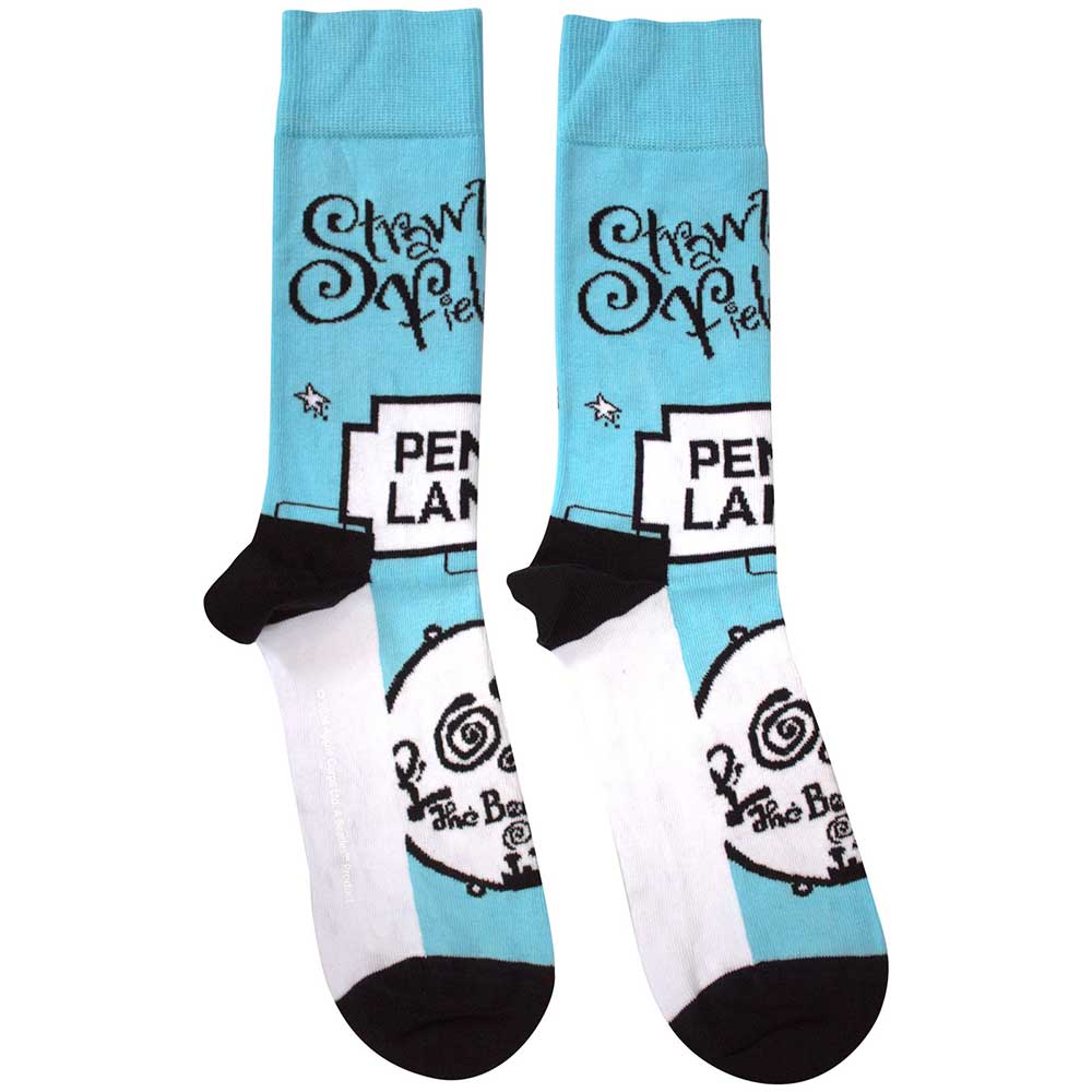 The Beatles Unisex Ankle Socks Strawberry Fields/Penny Lane Blue (UK Size 7-11)