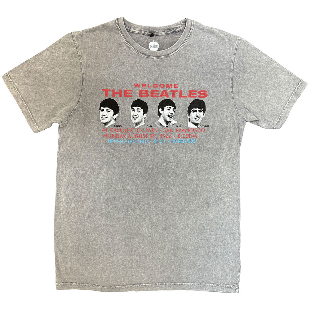 The Beatles Unisex Stone Wash T-Shirt Candlestock Park Heads Grey (XL)
