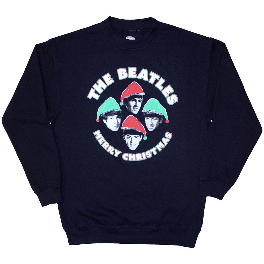 The Beatles Unisex Sweatshirt Xmas Hats Blue (XS)