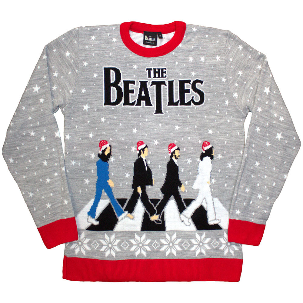 The Beatles Unisex Sweatshirt Drop T/Abbey Road Xmas Grey (L)