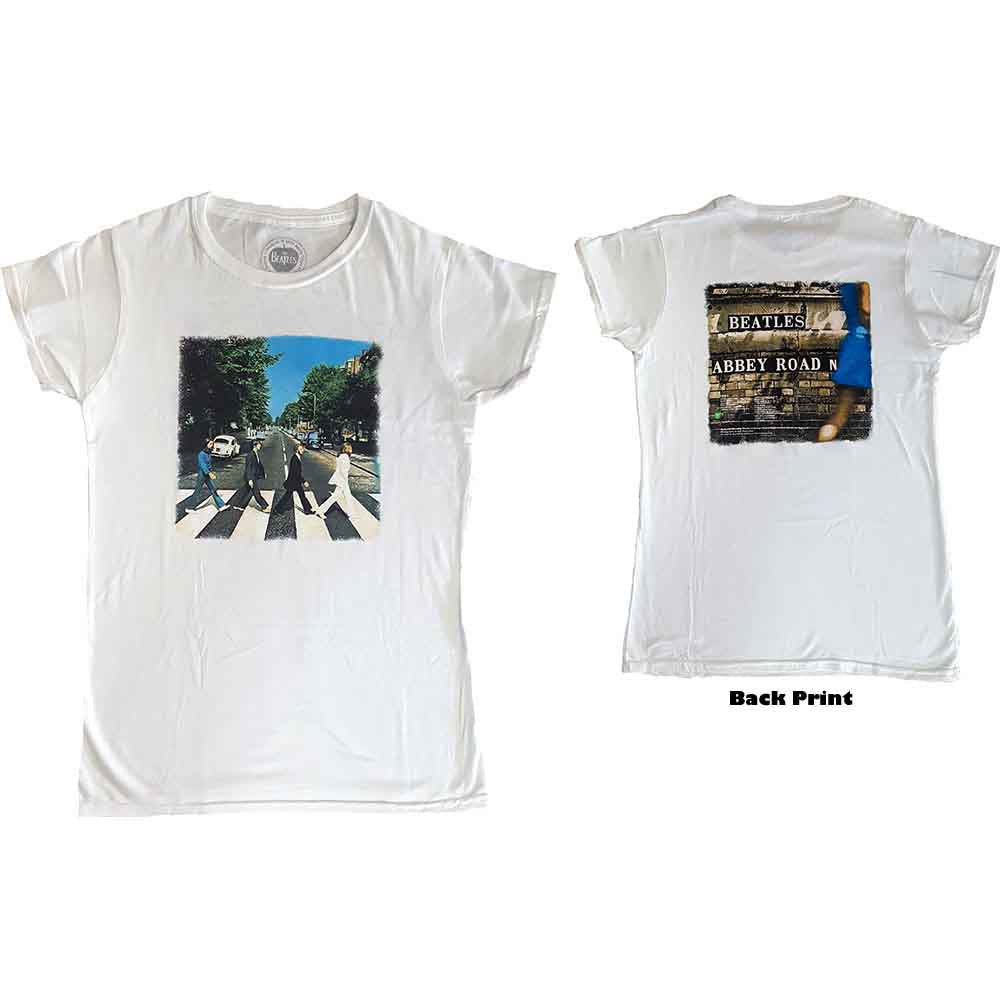 The Beatles Ladies Premium T-Shirt Abbey Road (Back Print) White (M)