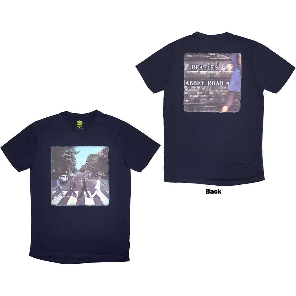 The Beatles Unisex T-Shirt Vintage Abbey Road (Back Print) Blue (XL)