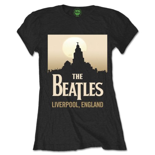 The Beatles Ladies Premium T-Shirt Liverpool England Black (M)