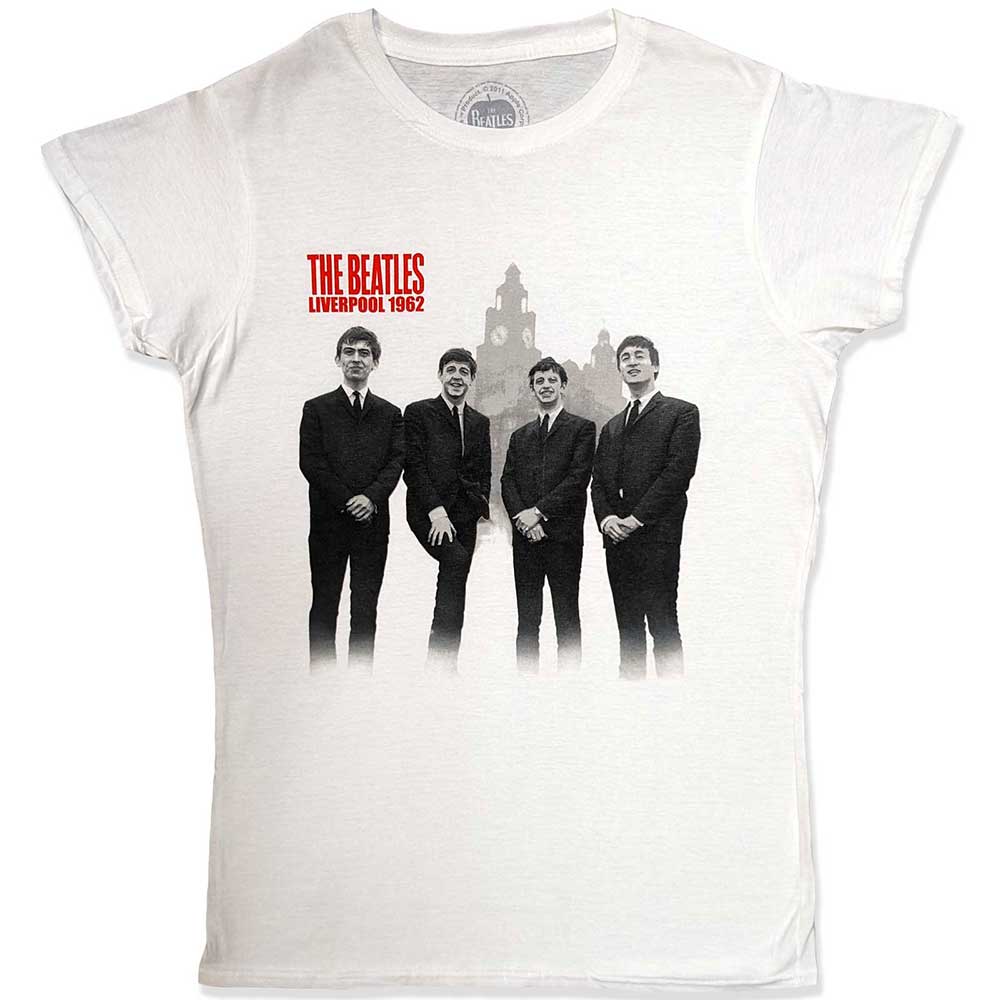 The Beatles Ladies Premium T-Shirt The Beatles in Liverpool White (XXL)
