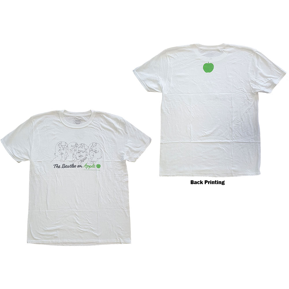 The Beatles Men's Premium T-Shirt On Apple (Back Print) White (XL)