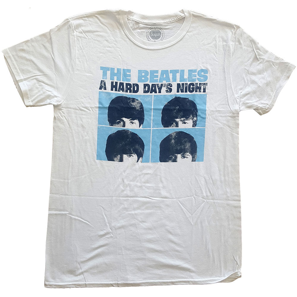 The Beatles Men's Premium T-Shirt Hard Days Night Pastel White (L)