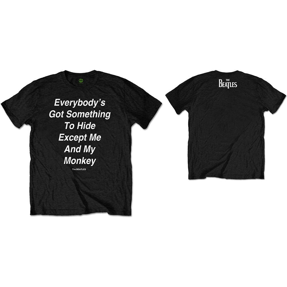 The Beatles Men's T-Shirt Me and My Monkey (Back Print) Black (L)