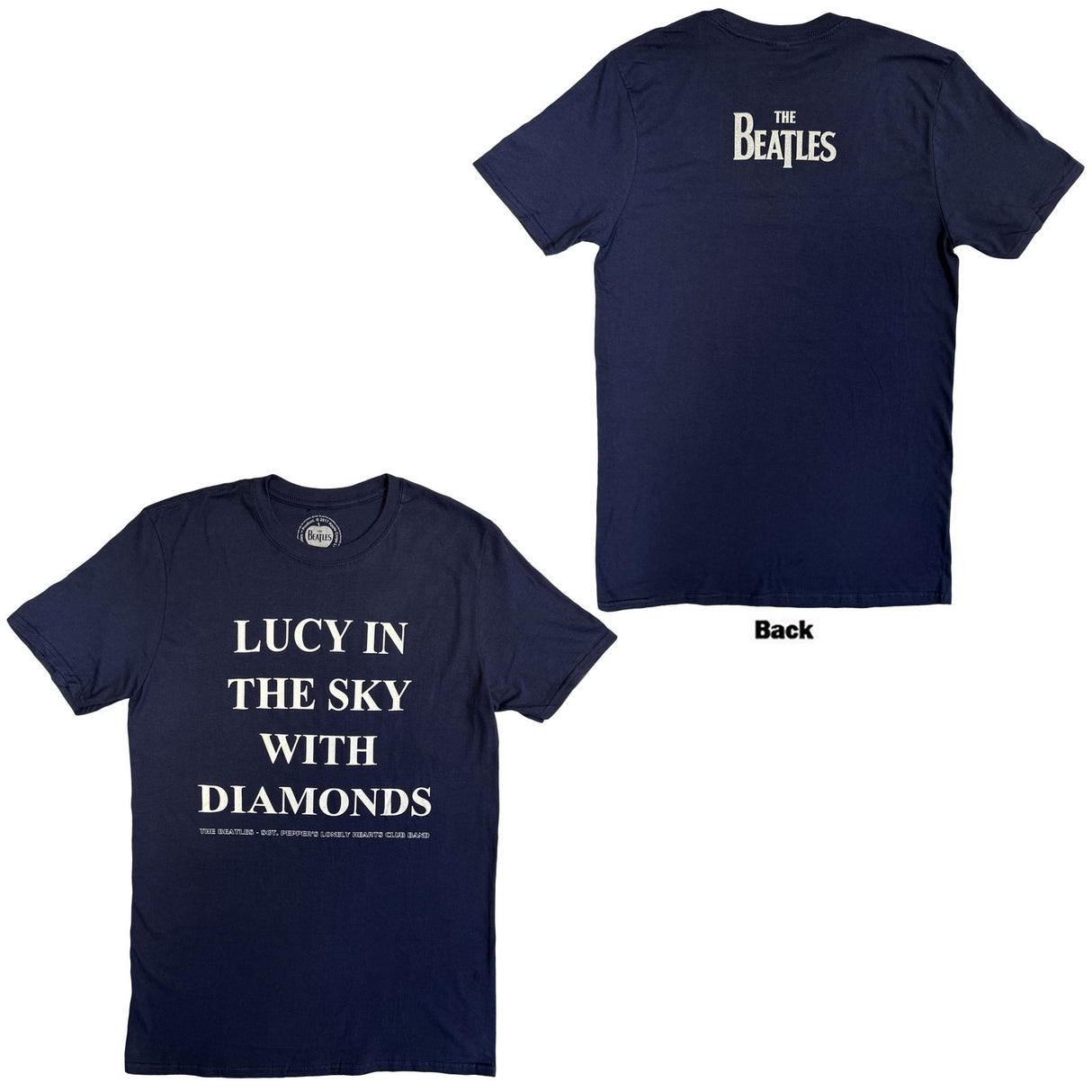 The Beatles Men's T-Shirt Lucy in the Sky with Diamonds (Back Print) Navy Blue (XL)