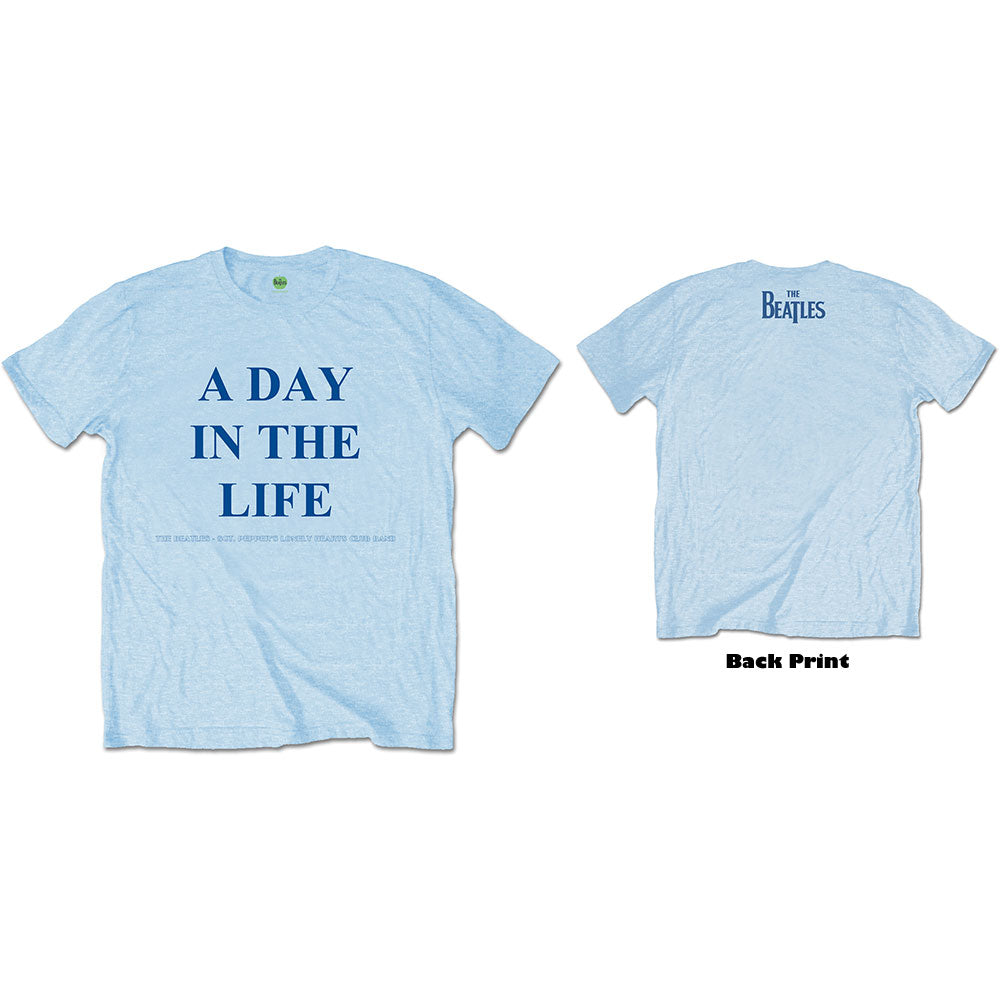 The Beatles Men's T-Shirt A Day in the Life (Back Print) Light Blue (S)