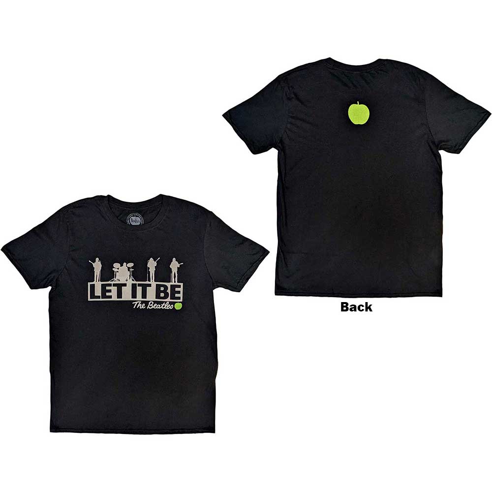 The Beatles Unisex Premium T-Shirt Rooftop (Back Print) Black (XXL)