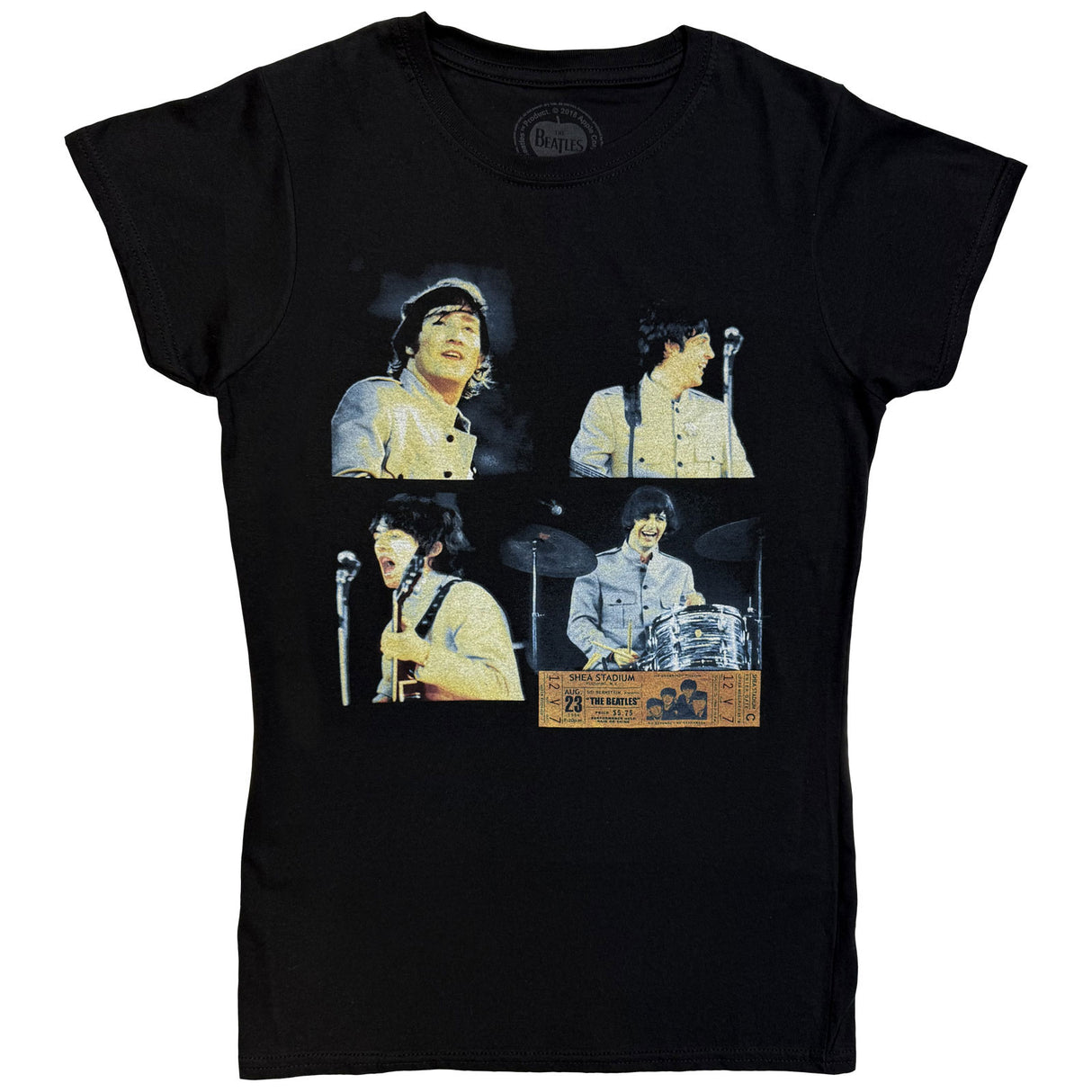 The Beatles Ladies T-Shirt Shea Stadium Shots Black (M)