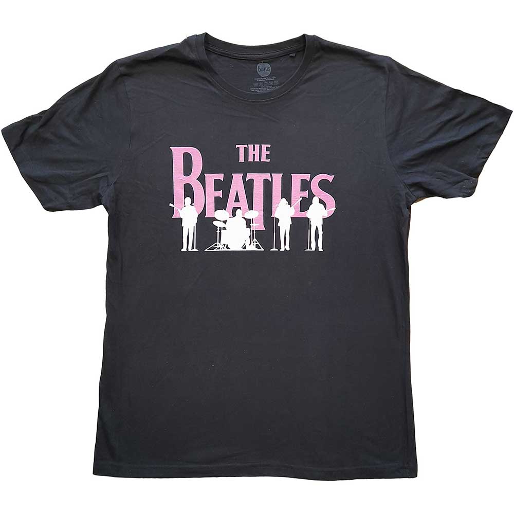 The Beatles Unisex T-Shirt Band Silhouettes (Puff Print) Black (XL)
