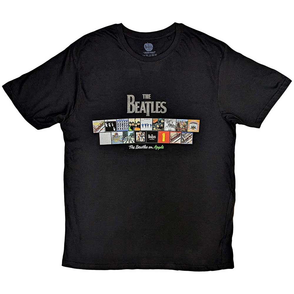 The Beatles Unisex T-Shirt Albums on Apple (Puff Print) Black (M)